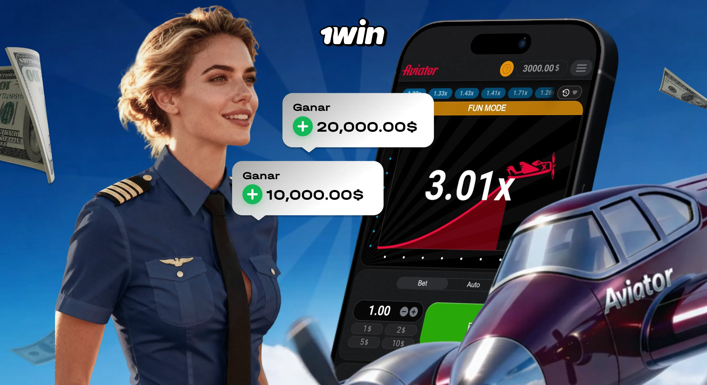 Apuestas en Aviator 1win